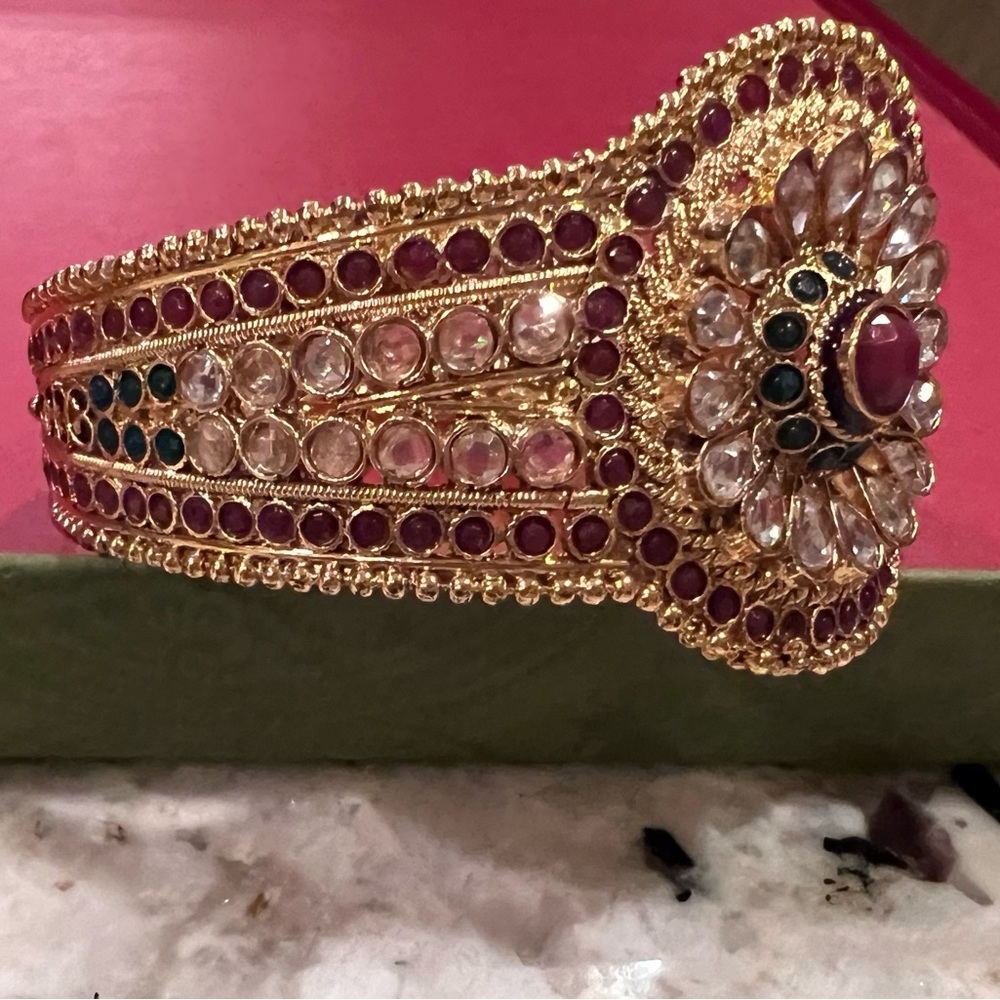 Diamanties bangle, colorful fine jewelry. Size small.